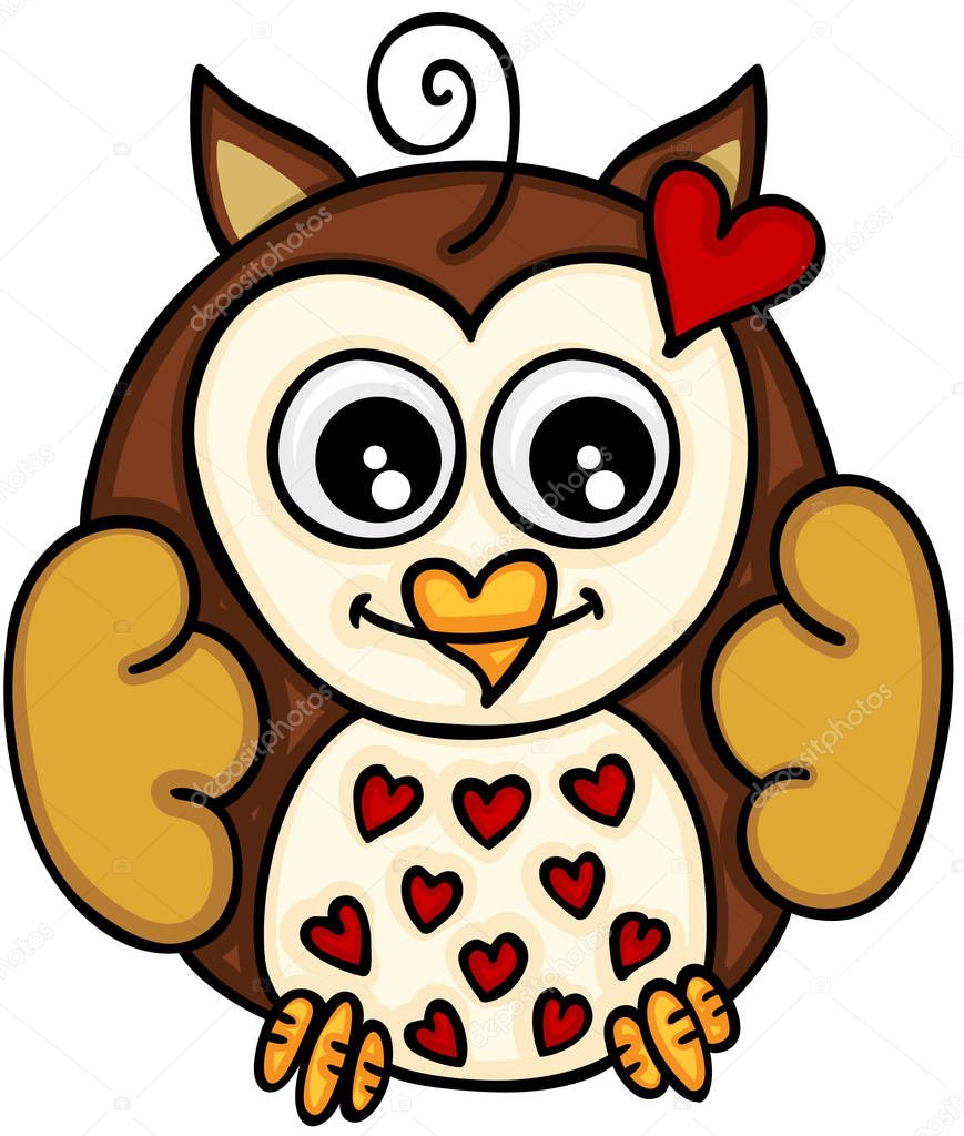 Cute little owl in love