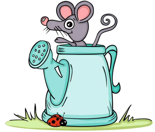 Kleine muis in gieter — Stockvector
