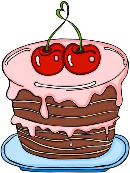 Amour gâteau cerise — Image vectorielle