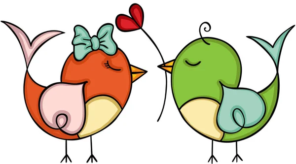 Couple love cute bird — Stock Vector