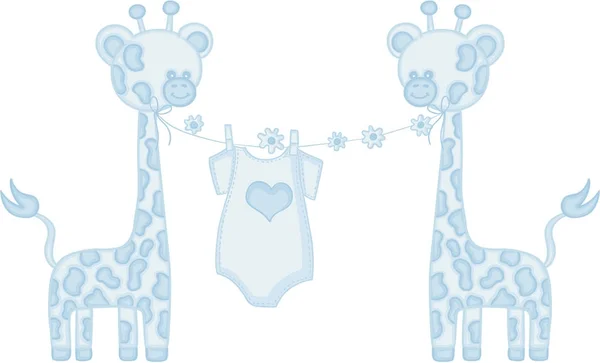 Blue Baby Boy Jirafa — Archivo Imágenes Vectoriales