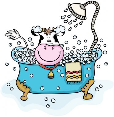 Sevimli inek kabarcık banyo