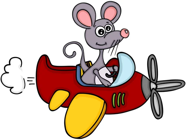 Petite Souris Volant Avion — Image vectorielle