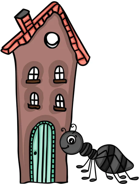 Ant Little House — Stock Vector