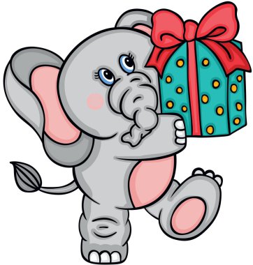 Hediye ile sevimli fil