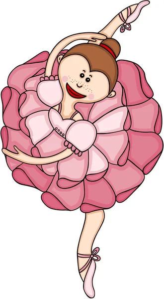 Happy Ballerina Girl Pink Tutu — Stock Vector