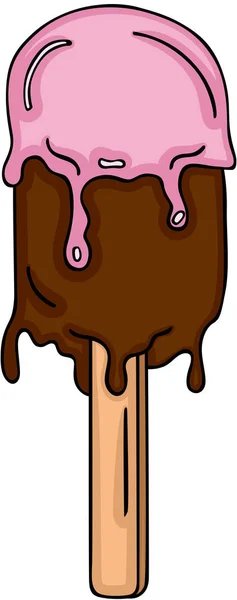 Helado Fresa Chocolate Paleta Helado — Vector de stock