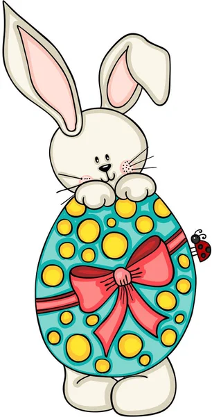Vettoriale Scalabile Raffigurante Simpatico Coniglietto Con Uovo Pasqua Illustrazione Isolata — Vettoriale Stock