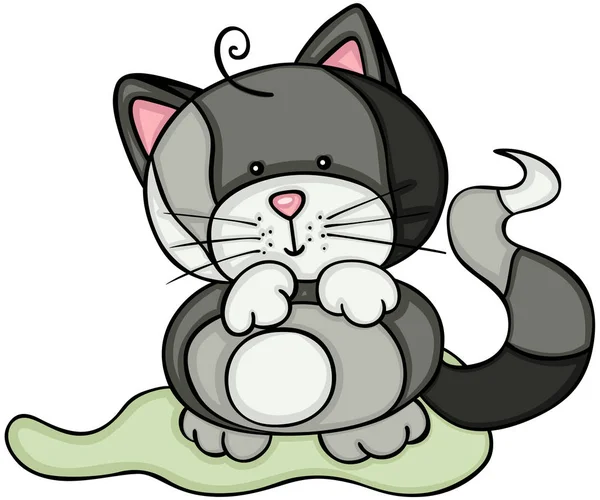 Vectorial Escalable Que Representa Lindo Gato Gris Ilustración Aislada Sobre — Archivo Imágenes Vectoriales