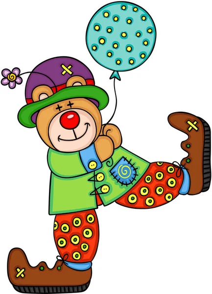 Joyeux Clown Ours Peluche — Image vectorielle