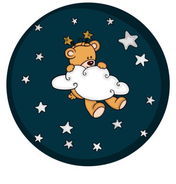 Sevimli ayıcık üzerinde bulut ve yıldız ile sky