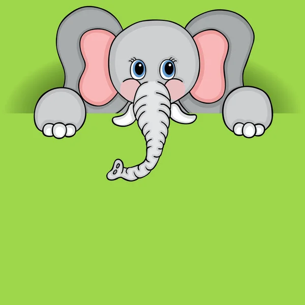 Cute Elephant Peeking Out — Stock Vector