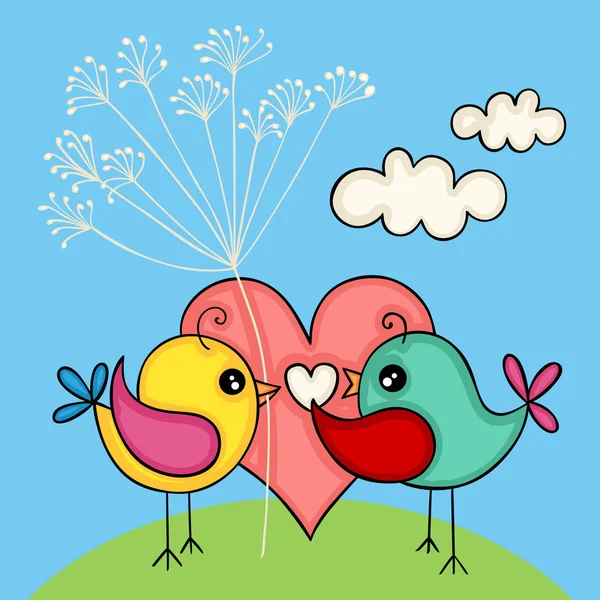 Cute Love Bird Couple Valentines Day — Stock Vector