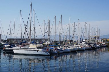 CANGAS DE MORRAZO, SPAIN - 18 JUNE 2017: Ships in the marina of Cangas de Morrazo in Pontevedra, Galicia, Spain.