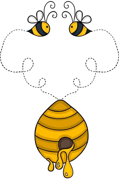 Δύο Μέλισσες Κατσαρόλα Μέλι — Διανυσματικό Αρχείο