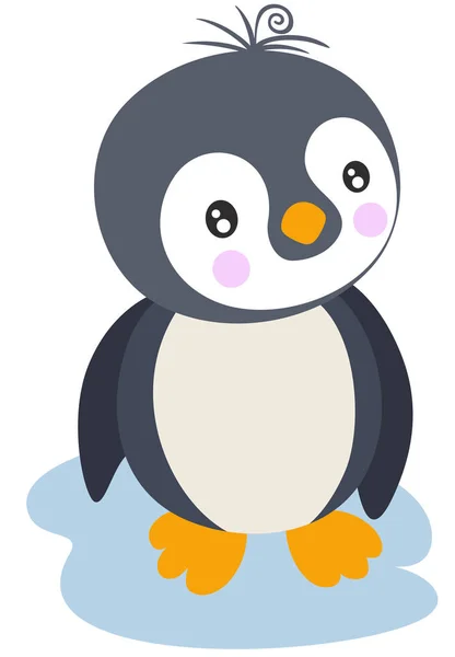 Kleine Pinguïn Geïsoleerd Wit — Stockvector