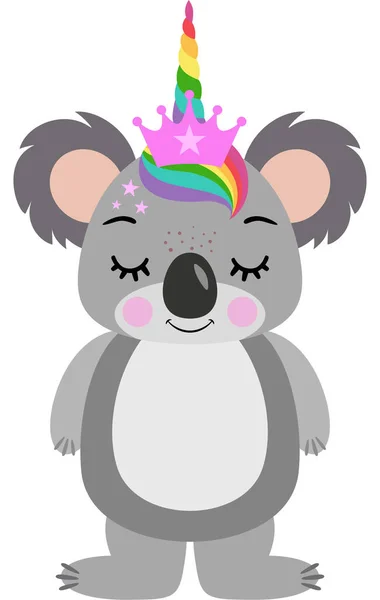 Niedlicher Koala Mit Einhornhorn — Stockvektor