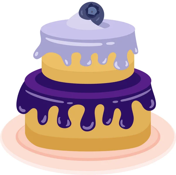 Gâteau Aux Myrtilles Aux Fruits Isolé Sur Blanc — Image vectorielle