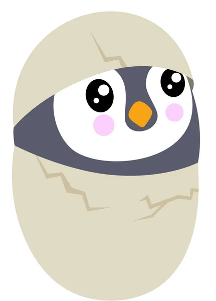 Милый Пингвин Вылупившийся Яйце — стоковый вектор