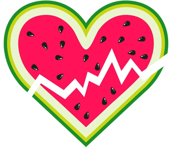 Broken Heart Made Watermelon — Stok Vektör