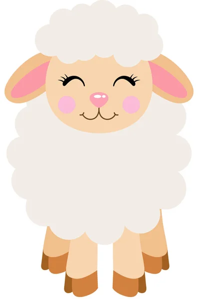 Счастливые Овцы Изолированы Белом — стоковый вектор