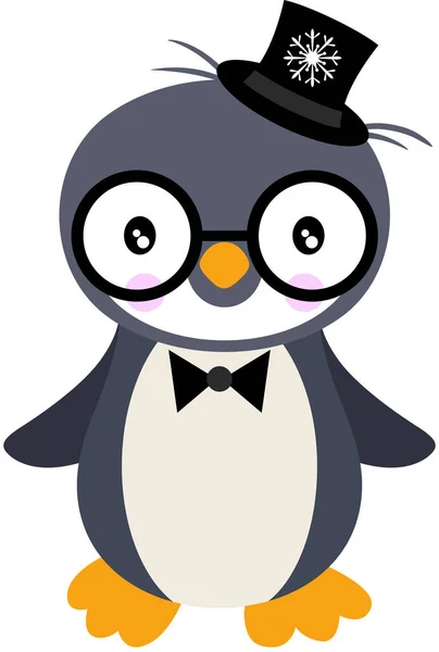 Słodkie Pingwin Noszenie Formalny Garnitur — Wektor stockowy