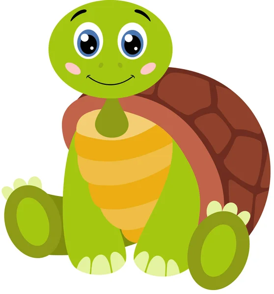 Leuke Schildpad Zittend Vloer — Stockvector