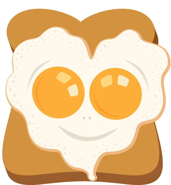 Kalp Şeklinde Kızarmış Yumurta Kızarmış Ekmek — Stok Vektör