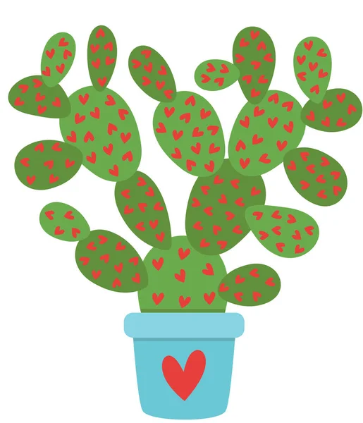 Kaktus Kolcami Kształcie Serc — Wektor stockowy