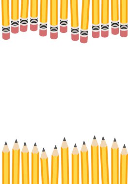 Kalemlerle kenar dikdörtgen çerçevesi