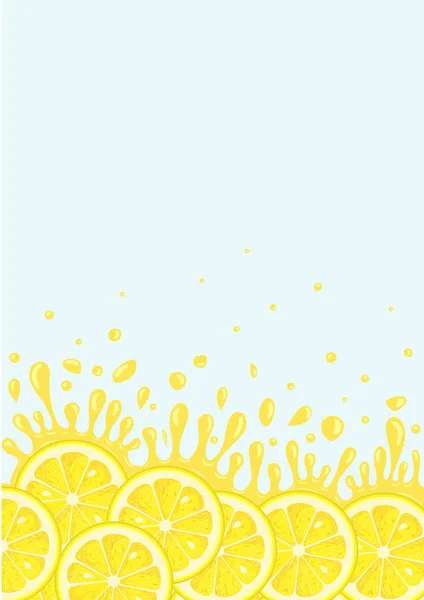 Rectangle Bordure Avec Éclaboussures Tranches Juteuses Citron — Image vectorielle