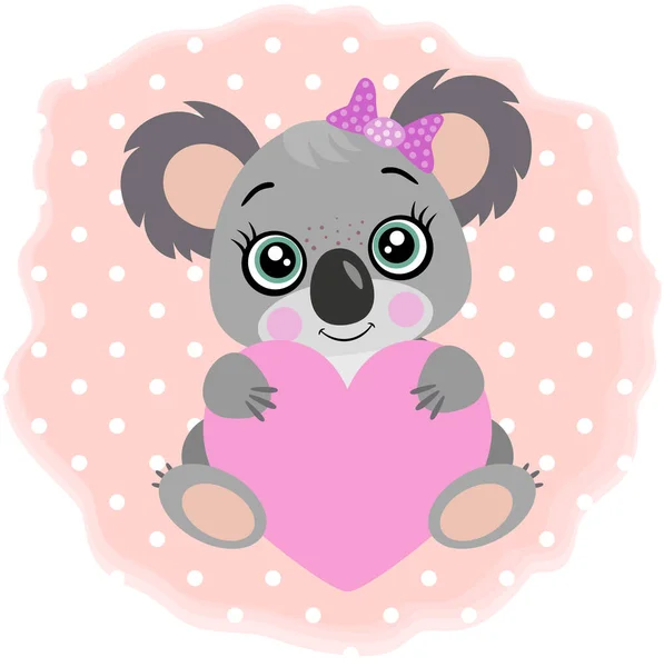 Roztomilé Kolo Ilustrace Malou Dívkou Koala — Stockový vektor