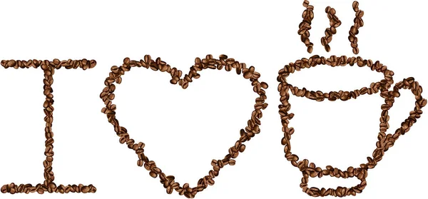 นชอบกาแฟร ปทรงท าจากเมล ดกาแฟ — ภาพเวกเตอร์สต็อก