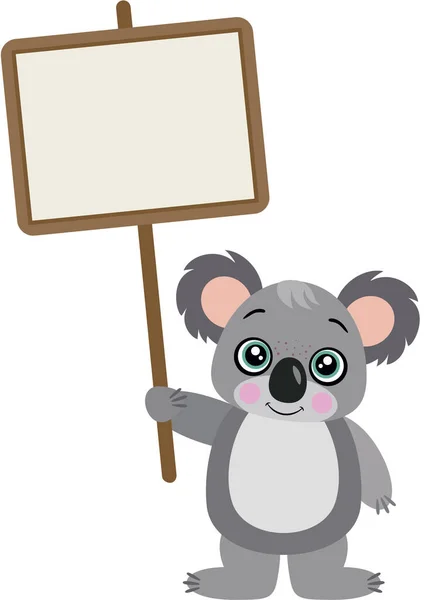 Leuke Koala Met Een Leeg Bord — Stockvector