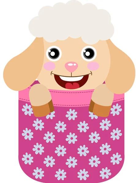 Cute Lamb Peeking Pocket — Stock Vector