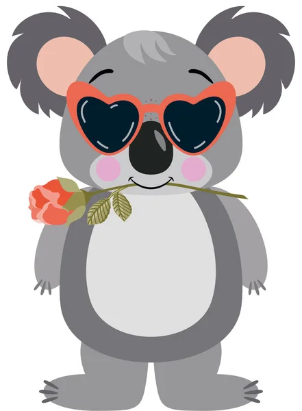 Lustiger Koala Mit Einer Rose Mund — Stockvektor