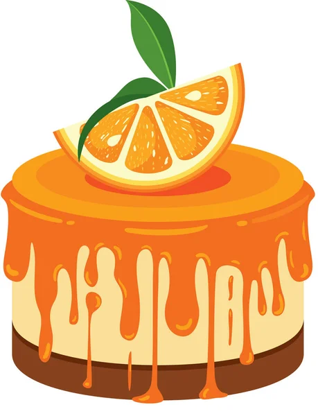 Gâteau Orange Isolé Sur Blanc — Image vectorielle