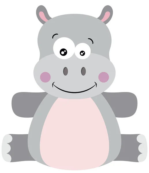 Mignon Hippopotame Assis Isolé Sur Blanc — Image vectorielle