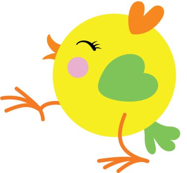 Beyaz üzerinde yalnız koşan sevimli sarı kuş.