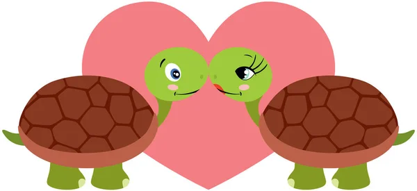 Verliefde Schildpadden — Stockvector