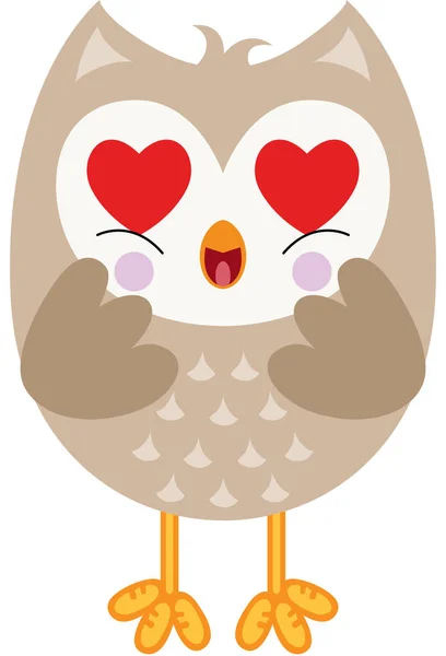 Sevgi Baykuşu Kalp Gözleriyle — Stok Vektör