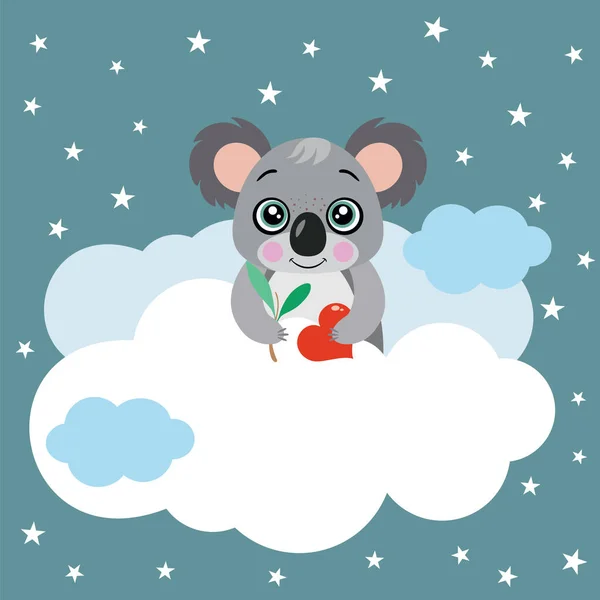 Illustration Von Niedlichen Koalas Die Wolken Himmel Ausspähen — Stockvektor