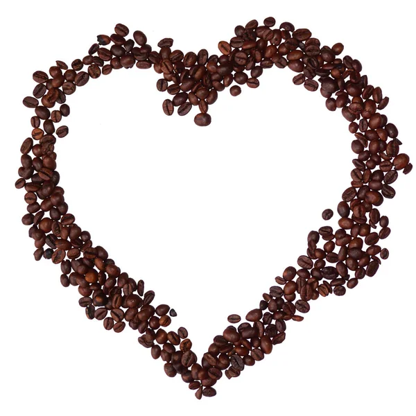 コーヒー豆で作られたハートコーヒーフレーム — ストック写真