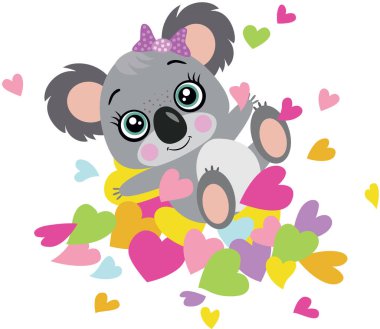 Kalplerin üzerinde yatan tatlı koala kızı.