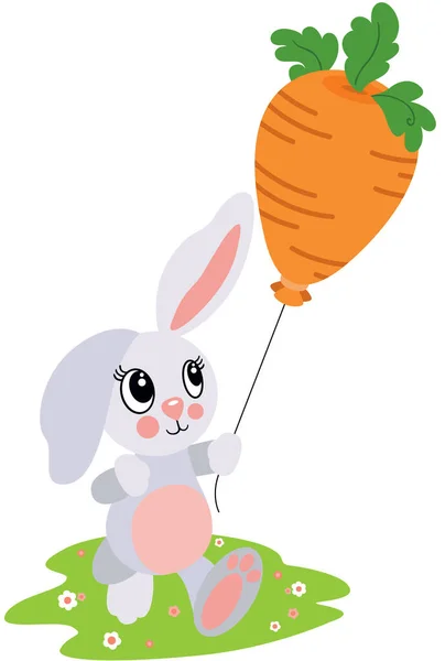 Cute Bunny Carrot Shaped Balloon — Stock Vector