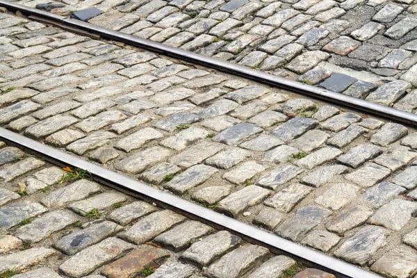 Railroad Tracks in Old Street — Stock Photo, Image