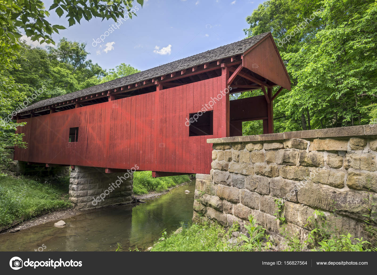 Longdon Covered Bridge West Finley, Pennsylvania Stock Photo by