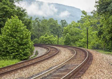 Curving Double Railroad Tracks clipart