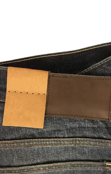 Denim jean etiqueta en blanco y etiqueta — Foto de Stock