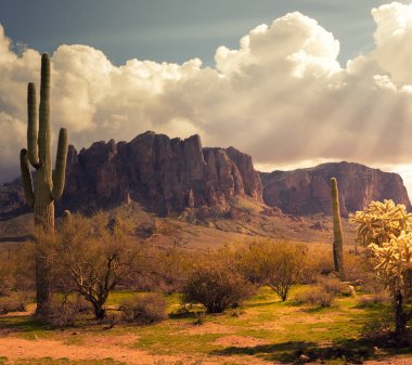 Arizona çölde vahşi batı manzara